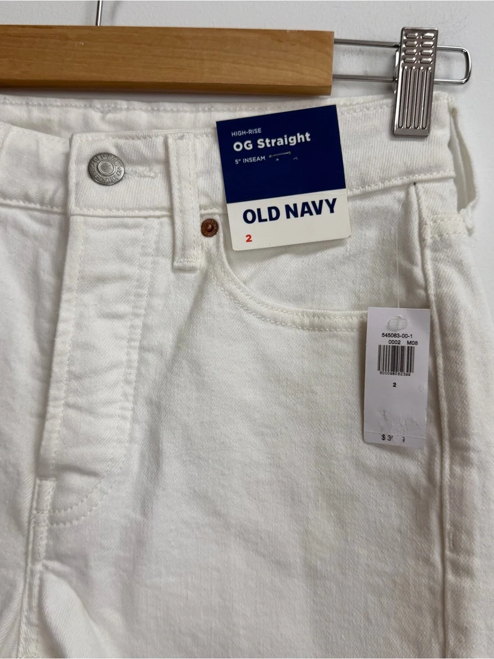 Old Navy Shorts Womens 2 White Jean Denim OG Straight 5 Inch Inseam NWT NEW